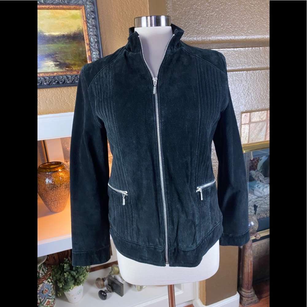 Vintage Woman’s Oscar Piel Black Suede Jacket